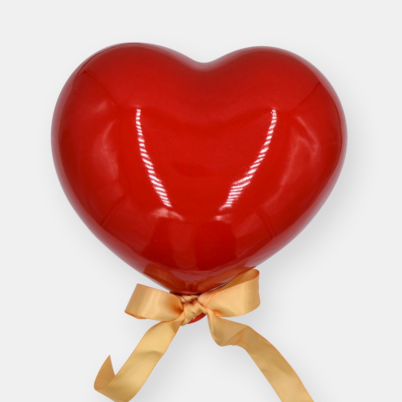 PALLONCINO CUORE IN CERAMICA ROSSO