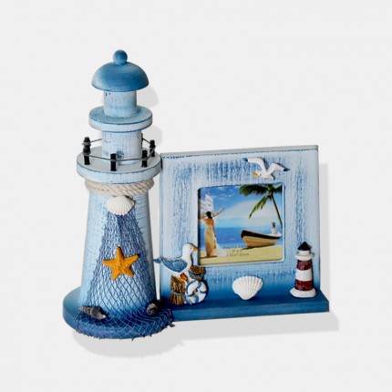 Faro in legno con Portafoto - Altezza 20cm